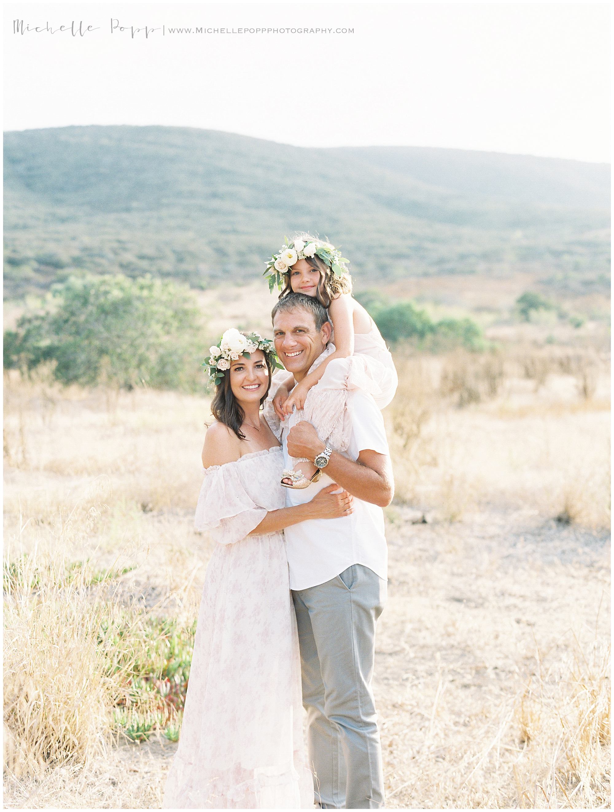family standing in field north county san diego family photographer